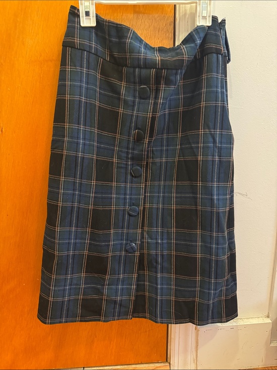 Anthropologie Dresses & Skirts - Anthropologie Navy Plaid Button-Front Skirt